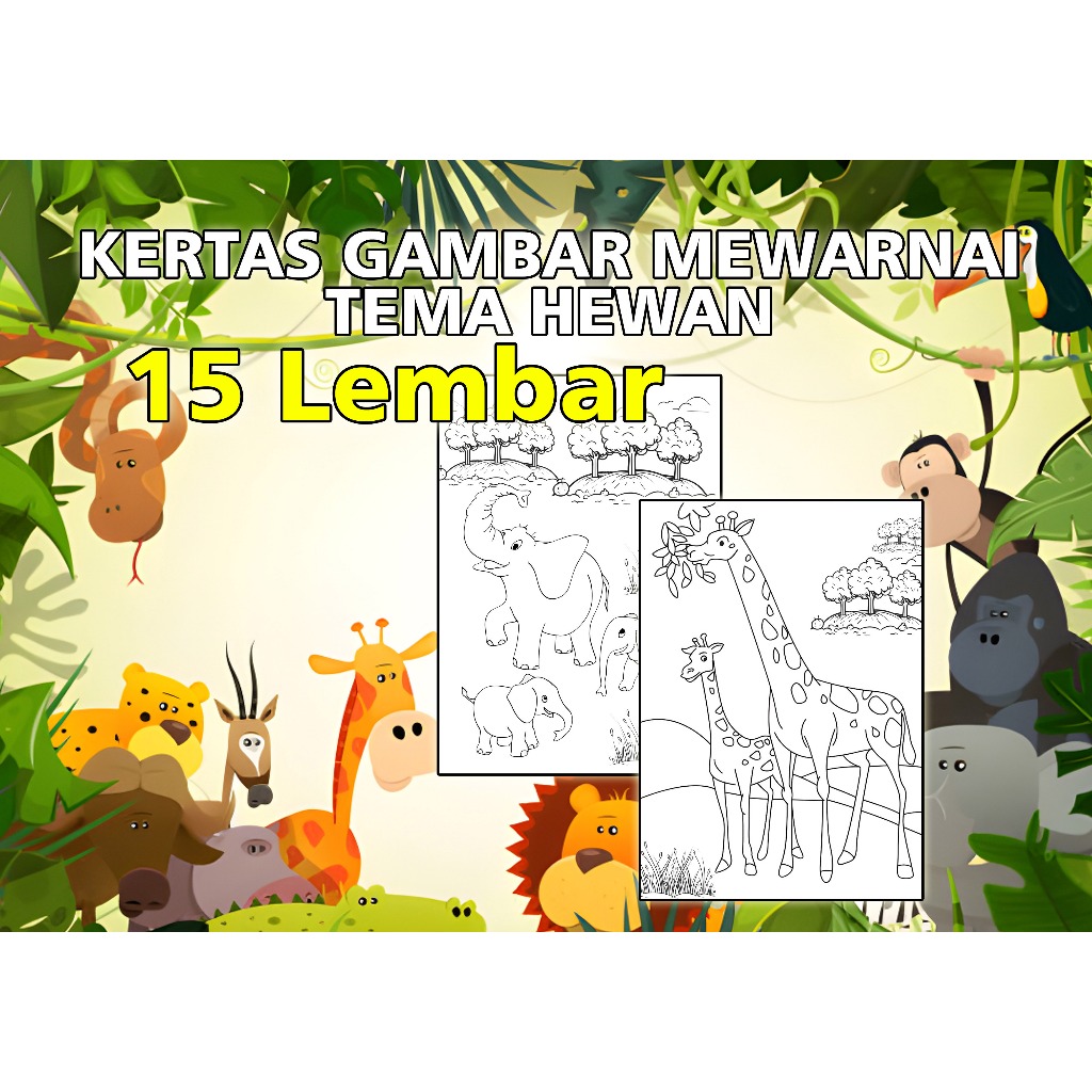 Kertas Gambar Mewarnai Tema HEWAN