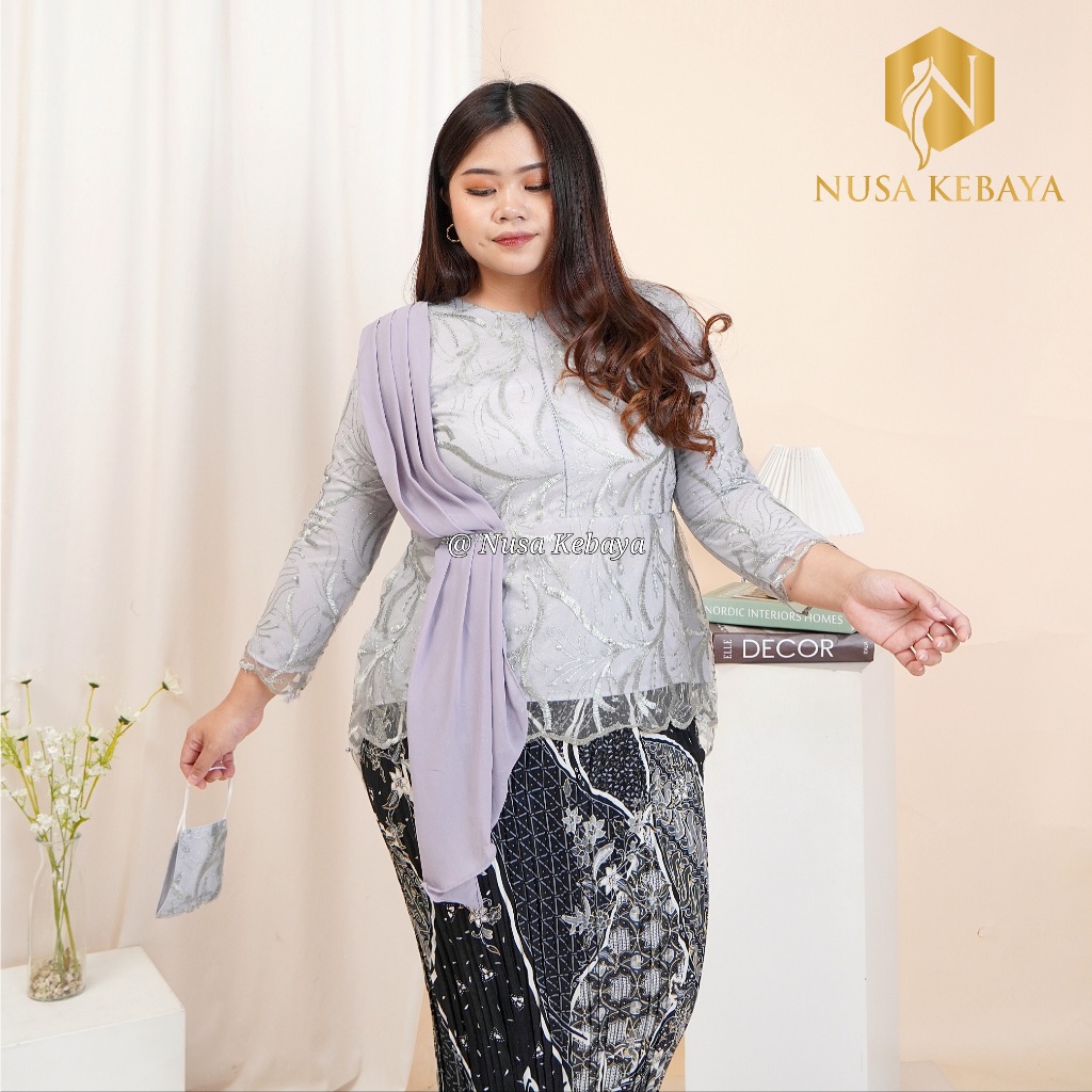 Nusa_Kebaya Atasan Kebaya Selendang Tile Jumbo LD 120 130 140 Cm Kebaya Big Size Kebaya Modern