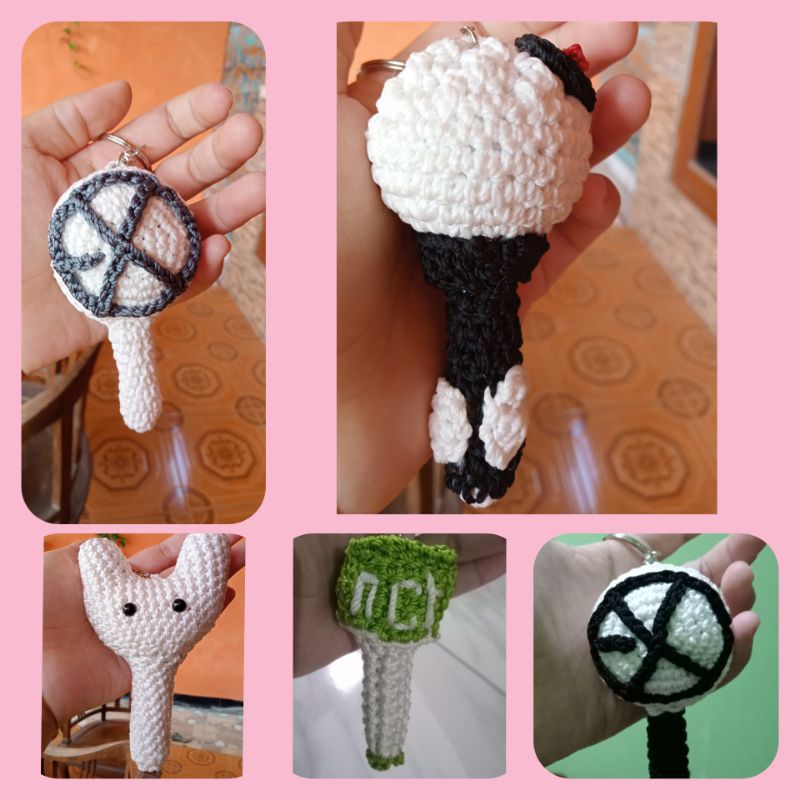 Keyring Murah Gantungan kunci Lightstick BTS | EXO | NCT | NEW JEANS | ARMY BOMB | GANCI RAJUT | Lig