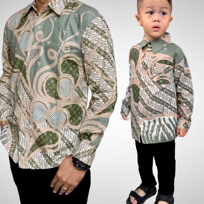 Terlaris HS SAGE GREEN,BATIK JUMBO,Batik COUPLE AYAH DAN ANAK lengan panjang dan lengan pendek lapis