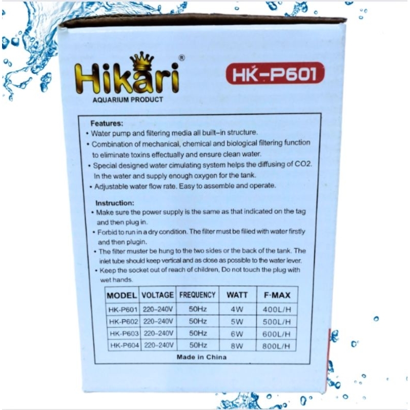 HIKARI HK P 601 POMPA AQUARIUM HANG ON FILTER