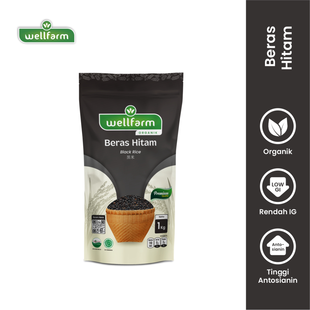 

Beras Hitam 1kg Organik Super Premium Wellfarm Black Rice Organic super