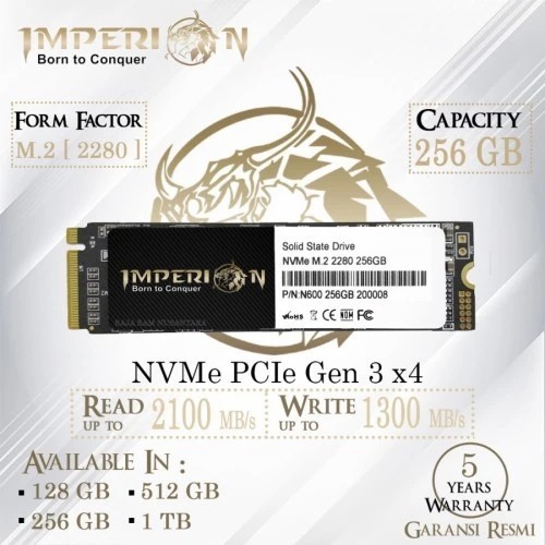 SSD NVME 256GB IMPERION 2280 SSD NVMe M.2 PCIe Gen3 GARANSI RESMI