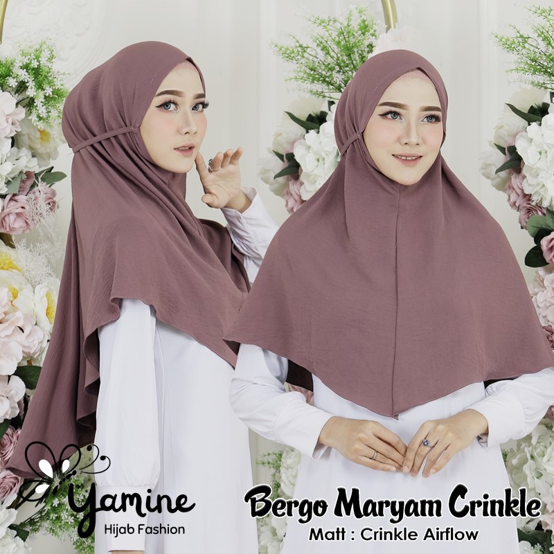 HIJAB DAILY INSTAN BERGO TALI MARYAM CRINKLE AIRFLOW Jilbab Jibab Jilbap Hijap Kerudung Krudung Pasm