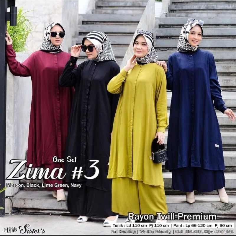 ZIMA SET LONG SET TUNIK SETELAN KATUN RAYON TWILL BUSUI KULOT LD 110