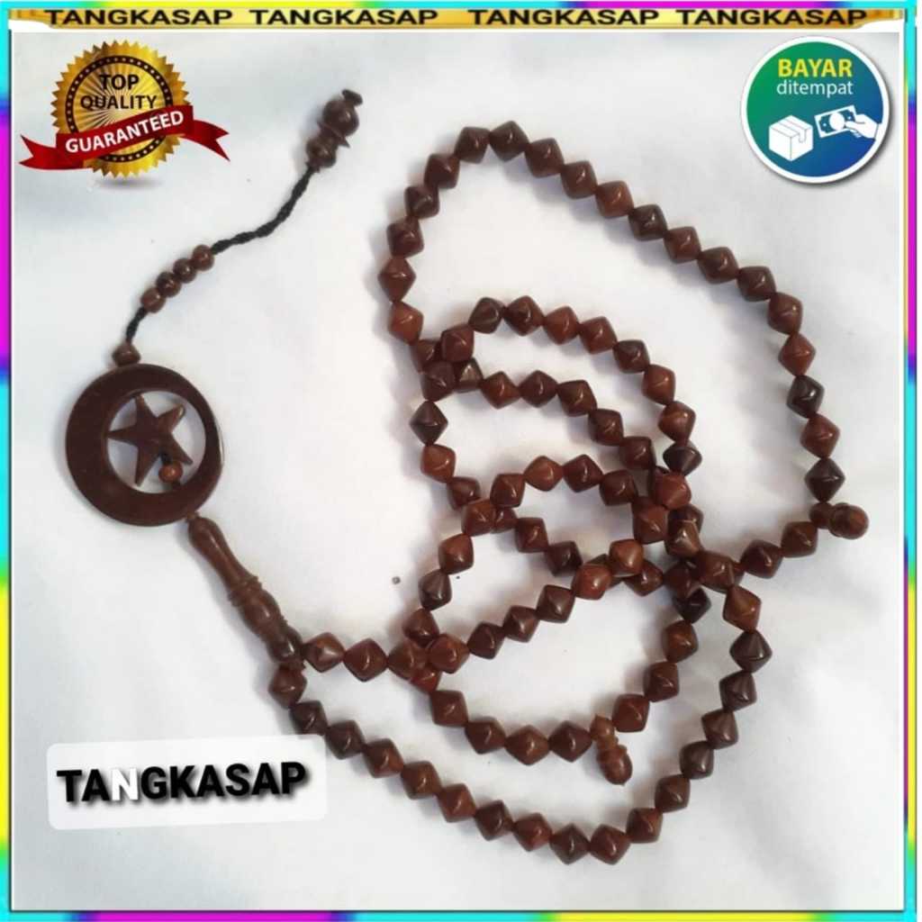 TANGKASAP - TASBIH KOKKAH - Tasbih Kalung 99 Bulan Bintang Kecil Diameter 6-7mm Cokelat - Kokka Kauk