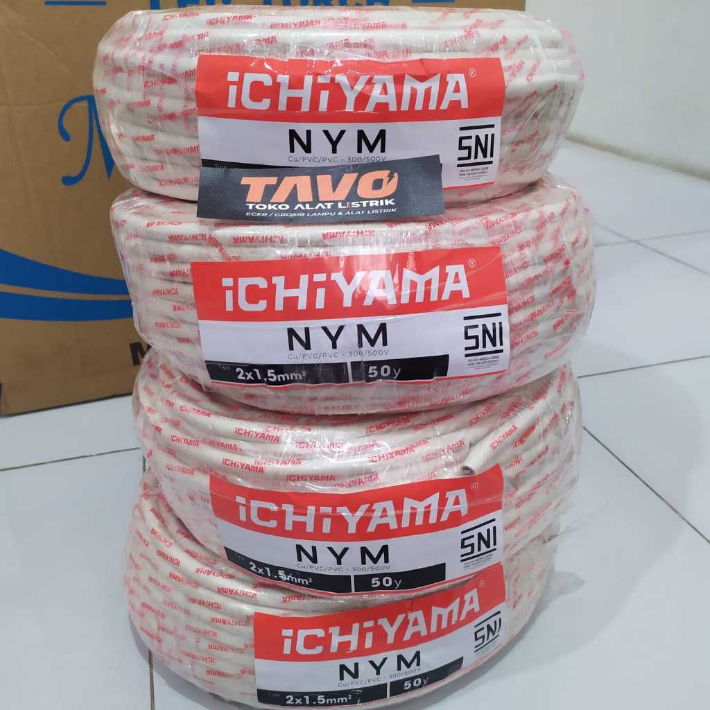 Kabel Listrik SNI LMK Venice SPIN 2x1,5 50 Yard Kabel Kawat ICHIYAMA Tembaga Asli NYM 2X1,5 TEMBAGA 