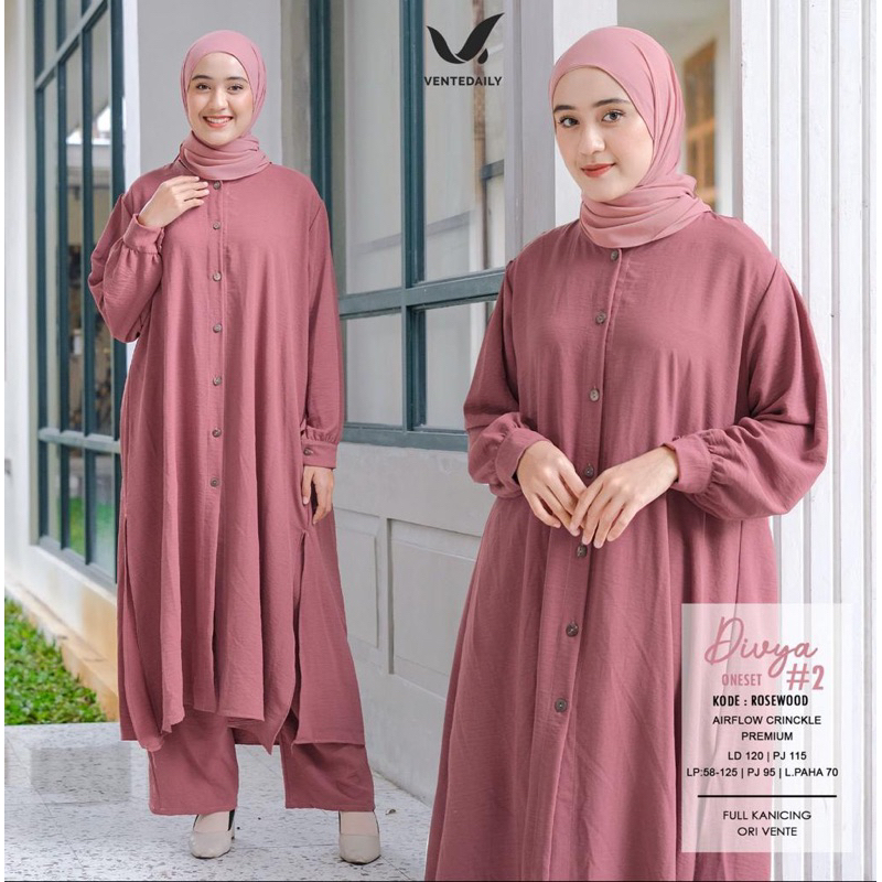 DIVYA 2 ONESET / DIVYA SET DIVYA #2 LONGSET CRINCKLE BUSUI JUMBO LONGTUNIK SETELAN CELANA
