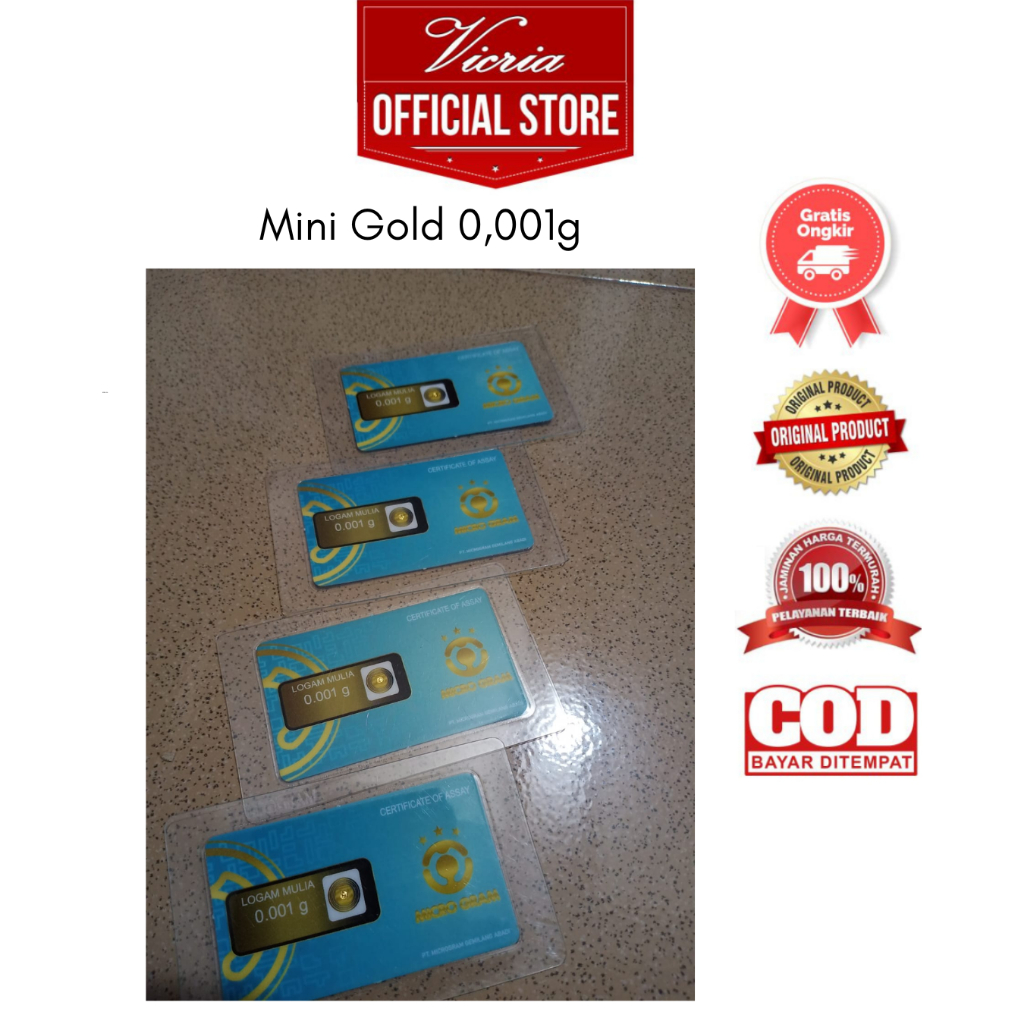 Micro Gram Emas Mini Logam Mulia 0.001 Gram 24 Karat Asli Original