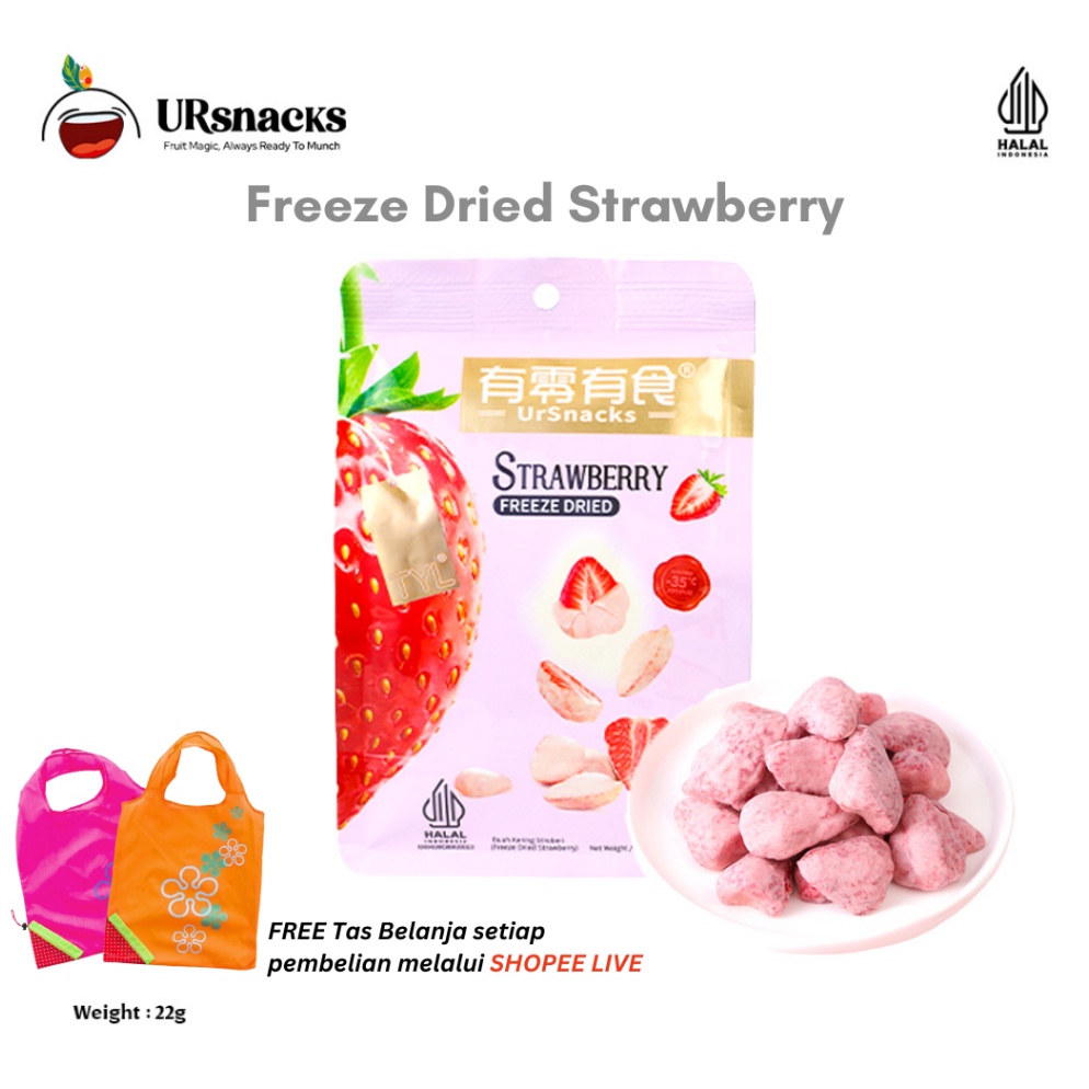 AJLGF URSNACKS Freeze Dried Strawberry - Snack Import Keripik Buah Stroberi Kering HALAL Terupdate /