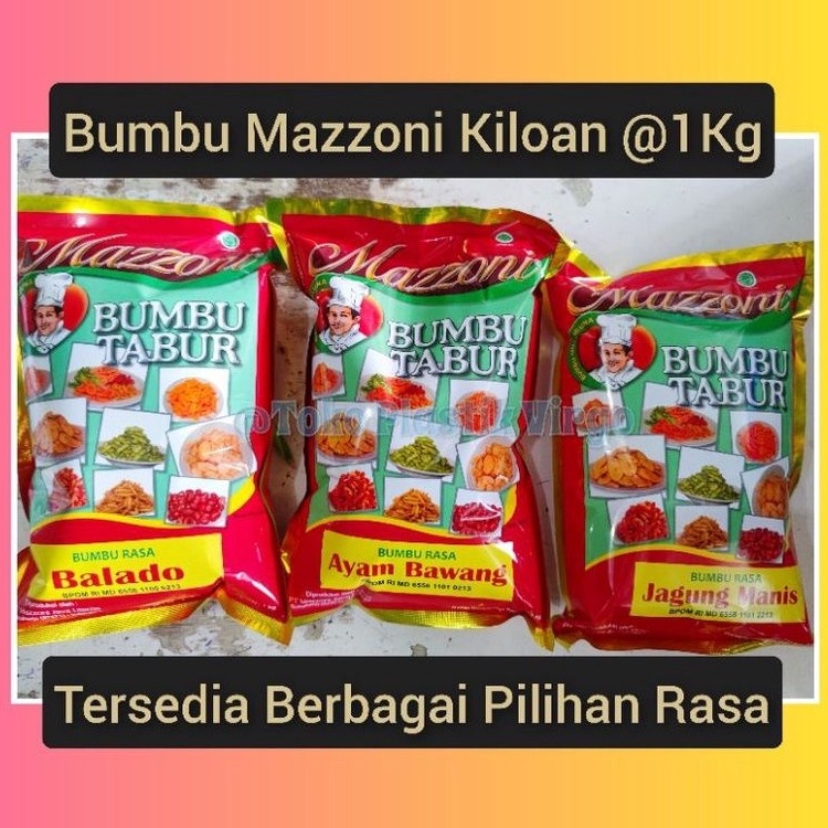 

➻ Bumbu Tabur Mazzoni 1Kg Balado | BBQ | Keju | Jagung | Sapi | Ayam | Rumput Laut | DLL. 99