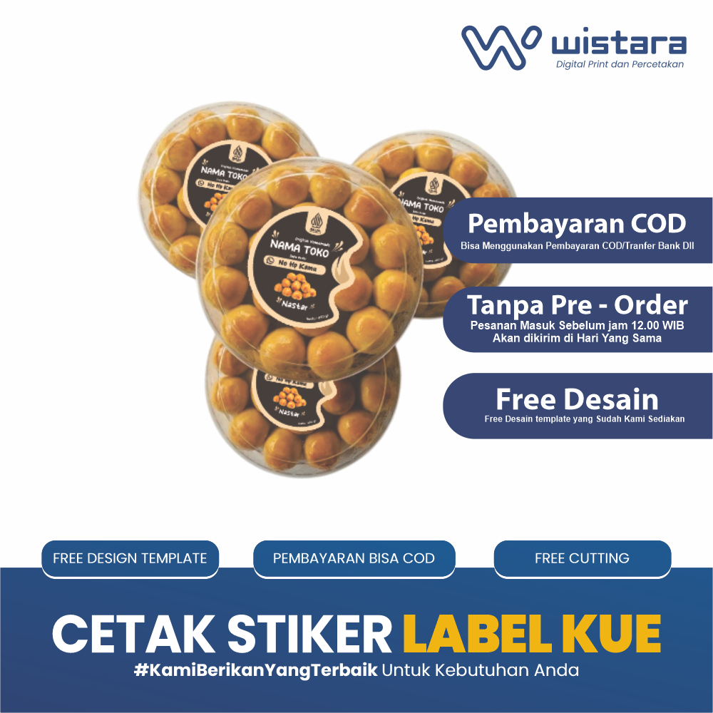 Stiker Label Kemasan Kue Stiker Nastar Toples Stiker Kue Kering Toples Lebaran Free Cutting