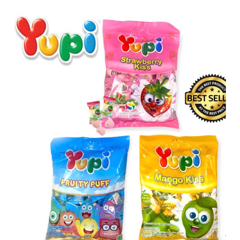 

Permen Yupi Strawberry Kiss 1 Bungkus 120gr Permen Gummy Candies Fruity Puff, Mango Kiss