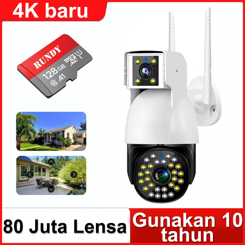 CCTV hd 8MP IP Camera Dual Lens Outdoor Kamera Wifi Outdoor Waterproof 360 Derajat Camera Dual Lens