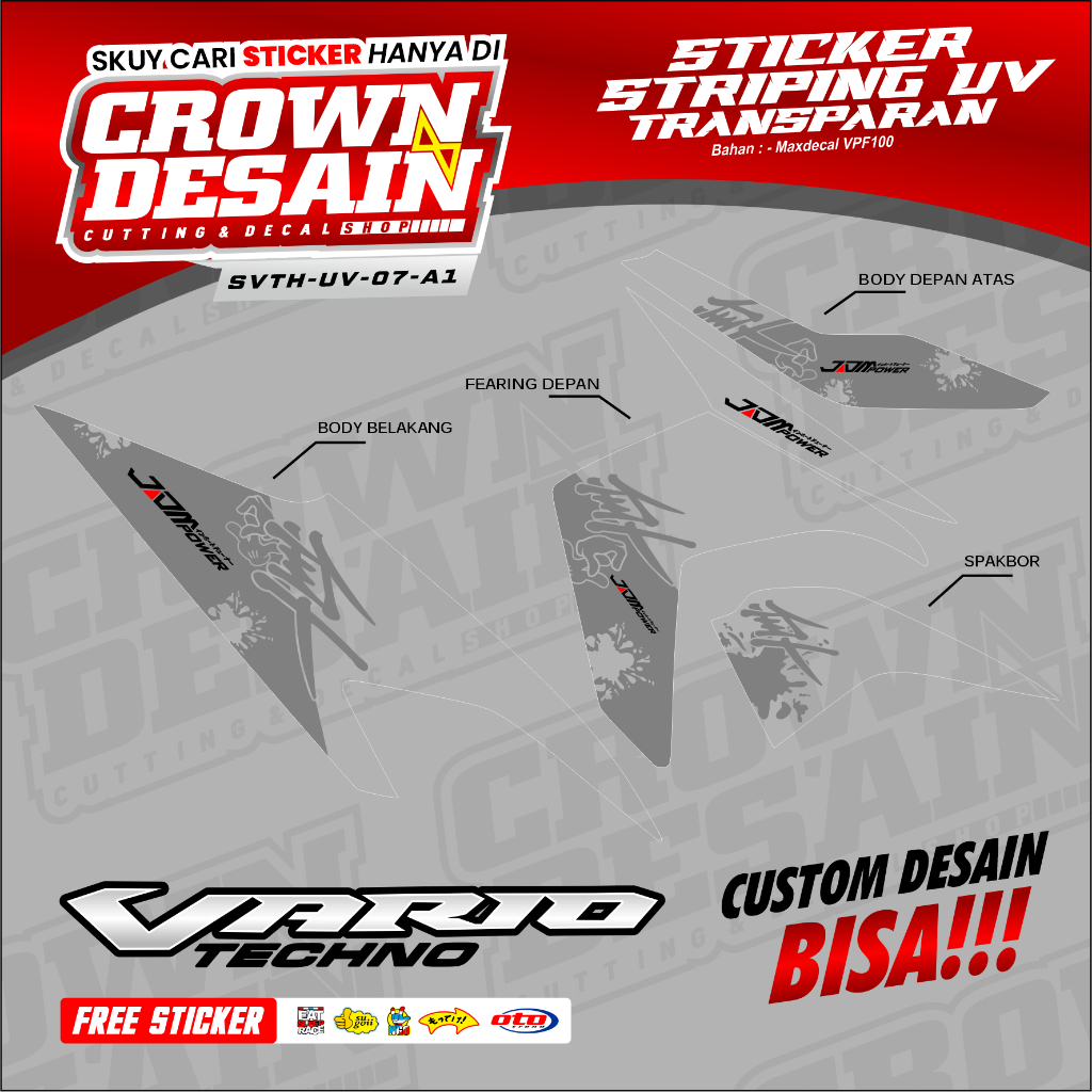 Stiker Striping Vario 110 Techno Custom JDM Power - Striping UV Transparan Vario 110 Techno CBS Moti