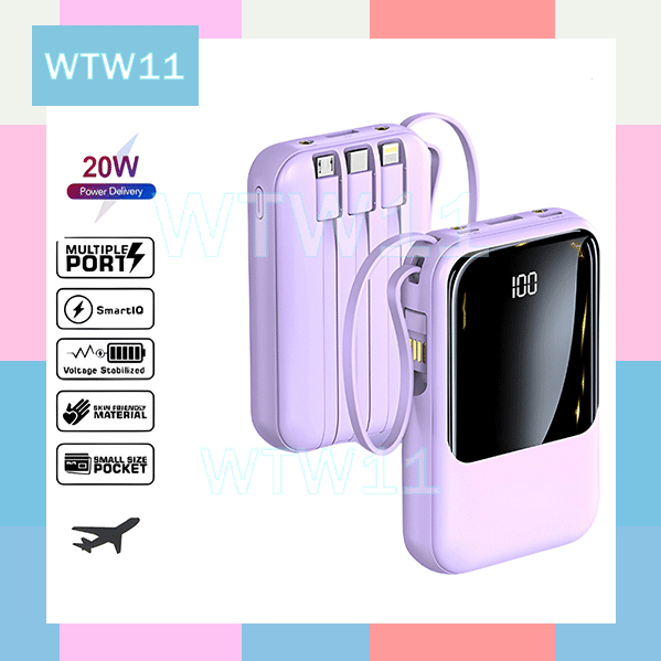 COD WTW  power bank mini power bank real capacity 20000mAh powerbank robot   Fast Charging LED power