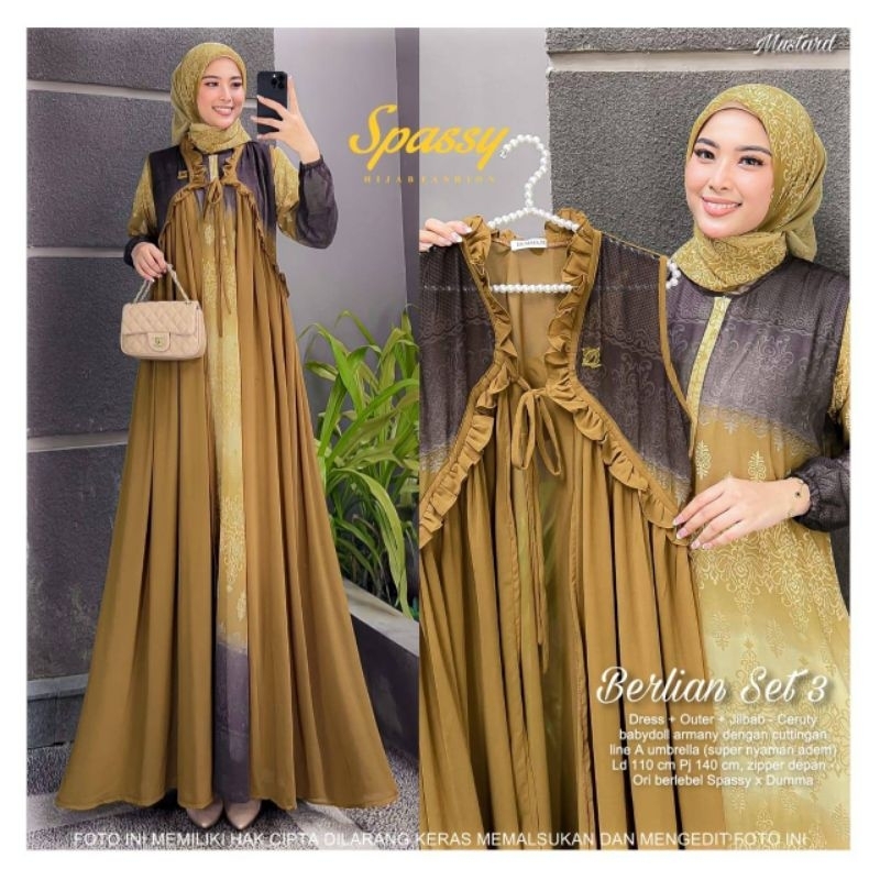 BERLIAN MAXY SET / BERLIAN SET 3 (DRESS+OUTER+HIJAB)
