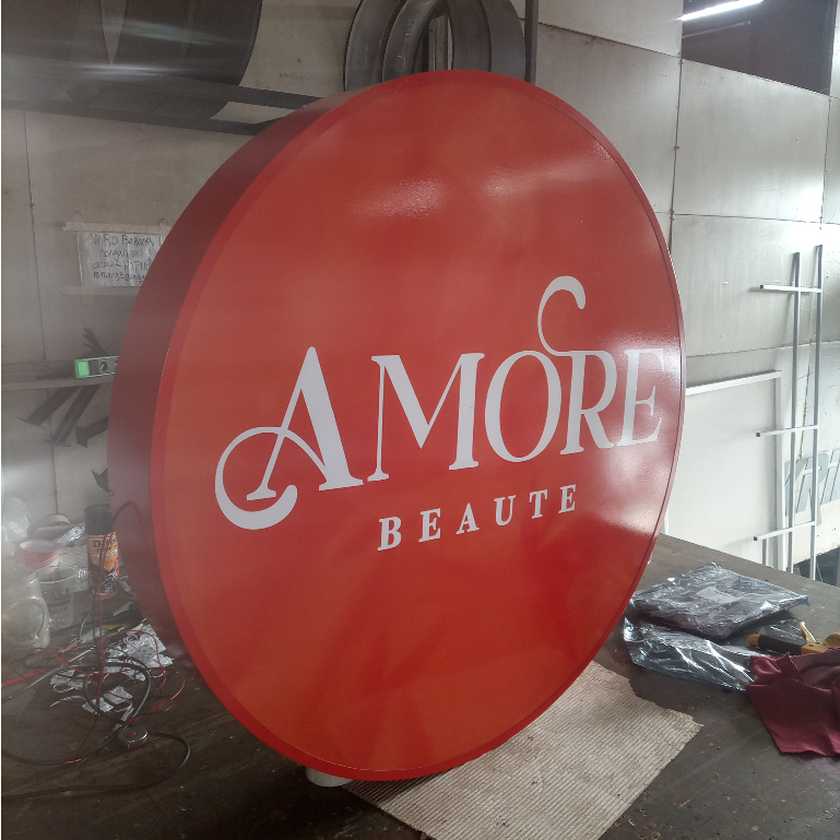 Neon box bulat diameter 100cm - 2 sisi