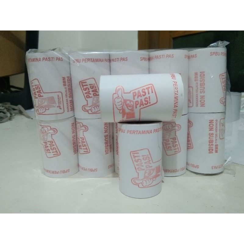 

Kertas Thermal 58x40mm Logo SPBU/PASTI PAS