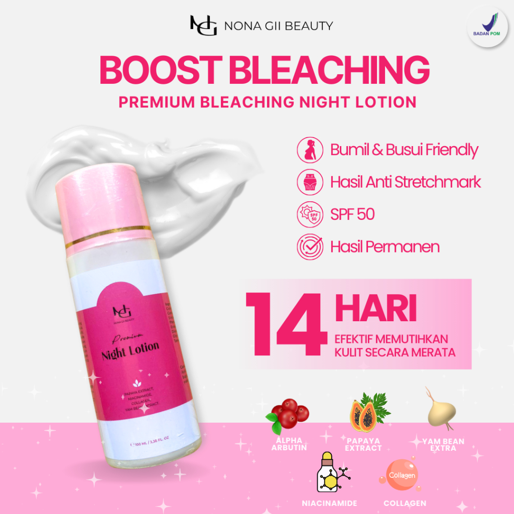 NONA GII HB Lotion Pemutih Kulit Night Lotion BPOM | Body Bleaching Cream