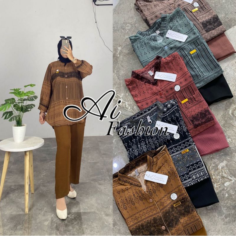 New Onesett Aaliyah Setelan Wanita Basic MOTIF Oneset Korea Terbaru Kekinian