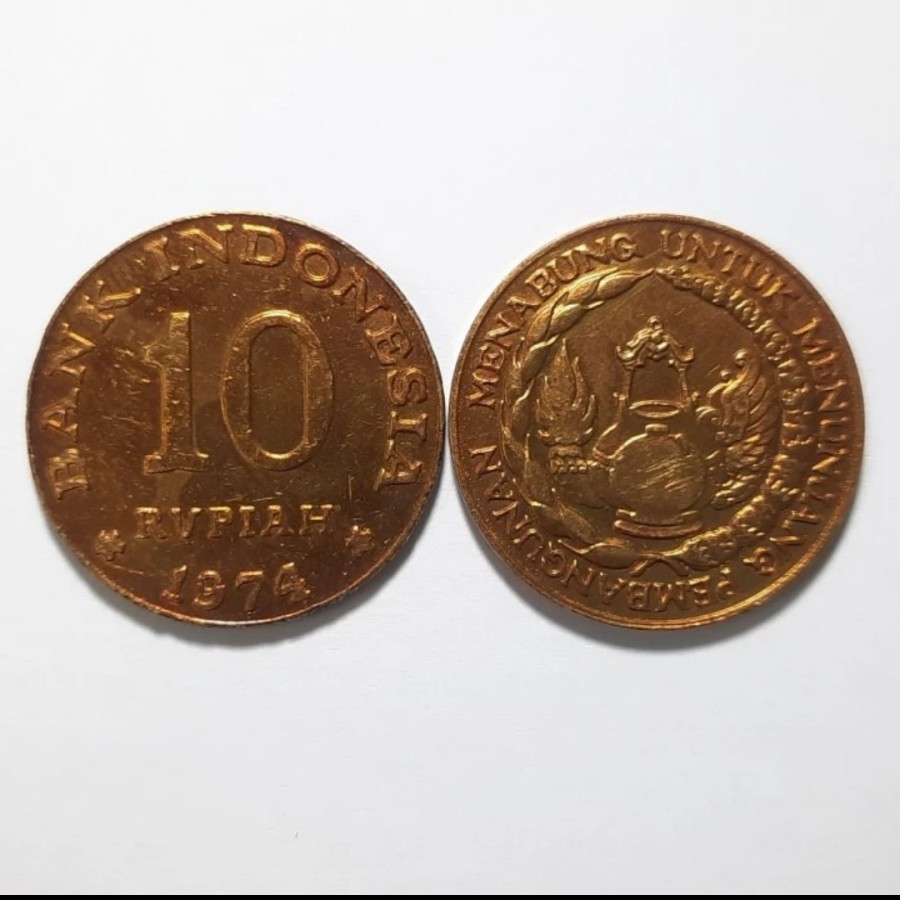 UANG KOIN 10 RUPIAH TABANAS KUNING 1974