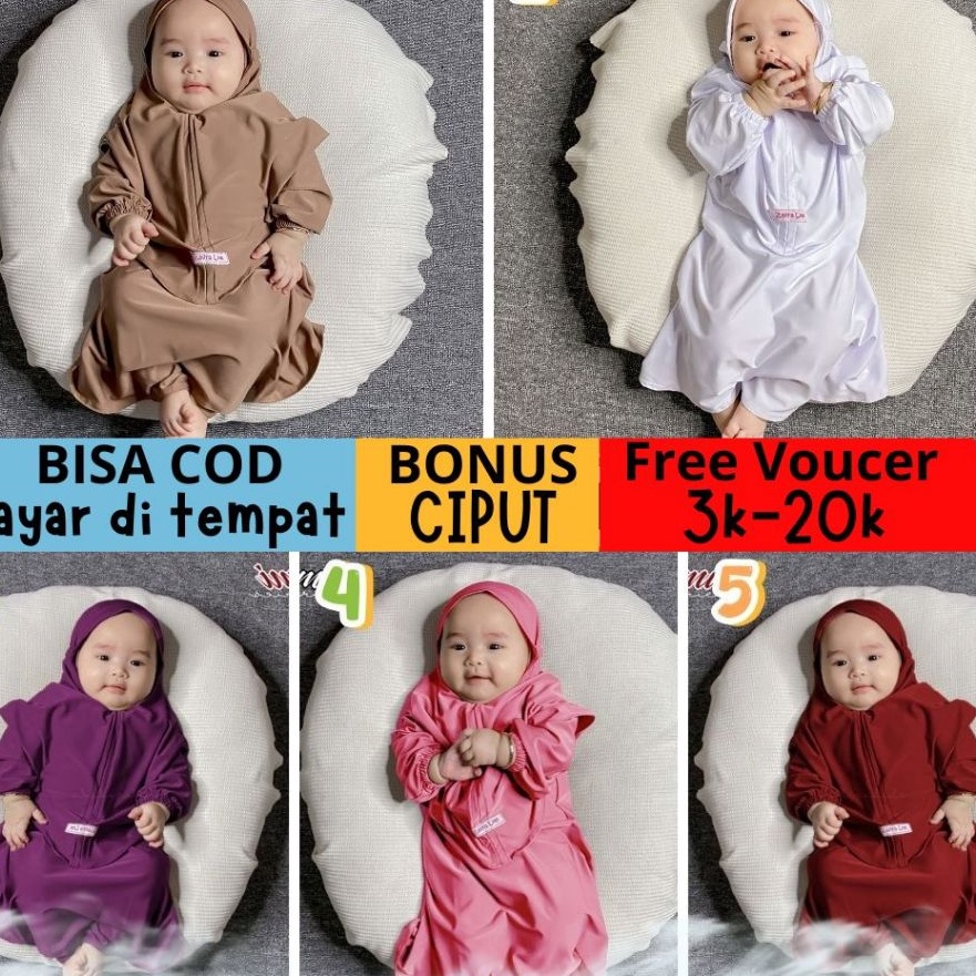 ㄾ Zalira Kids Original Gamis Bayi | Gamis NEWBORN | Gamis anak perempuan syar'i polos set jilbab usia newborn sampai 11 tahun terbaru original zalirakids yummi Gamis muslimah anak perempuan ろ