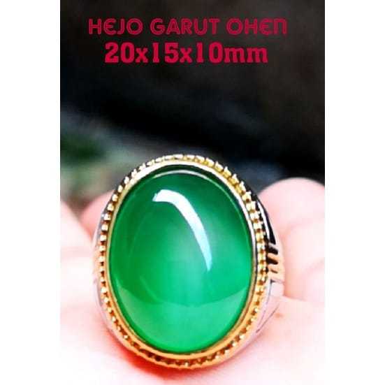 Batu Cincin Akik Natural Green Hijau Garut Ohen Kristal Giwang