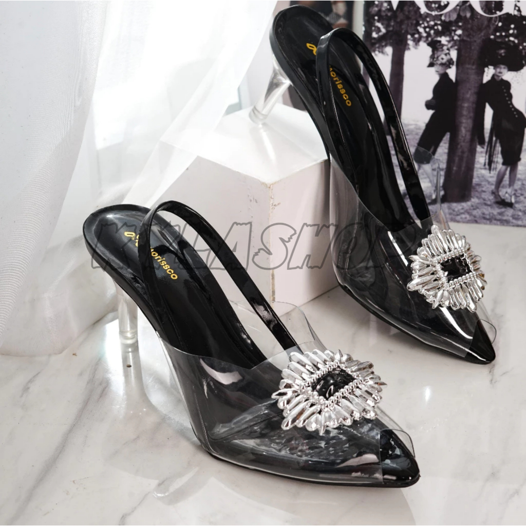 sendal sandal hight hels hells heels hak tinggi perempuan wanita mika transparan / sandal tinggi unt