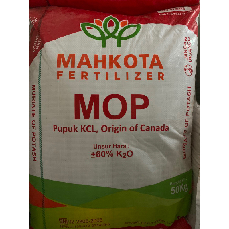 PUPUK KCL | KCL CANADA | KCL MAHKOTA | REPACK 1 KG | PUPUK PERANGSANG BUNGA DAN BUAH TANAMAN