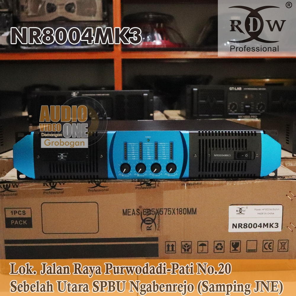 Power RDW NR8004MK3 Class H 4 x 800 Watt Original Power Badak Bonus Packing Kayu