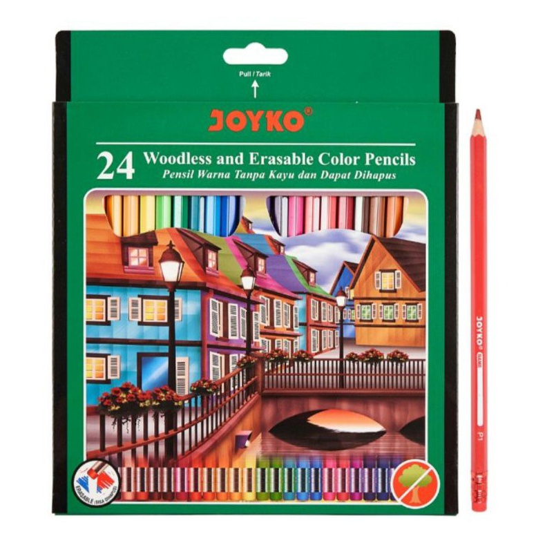 

B44ru Pensil Warna Joyko Bisa Dihapus 24 Warna Panjang Kerenz