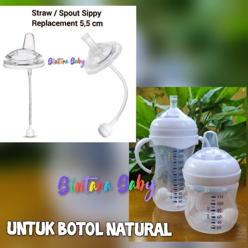 Sippy Cup straw replacer straw replacement chokeless natural straw / sedotan botol susu natural 5,5
