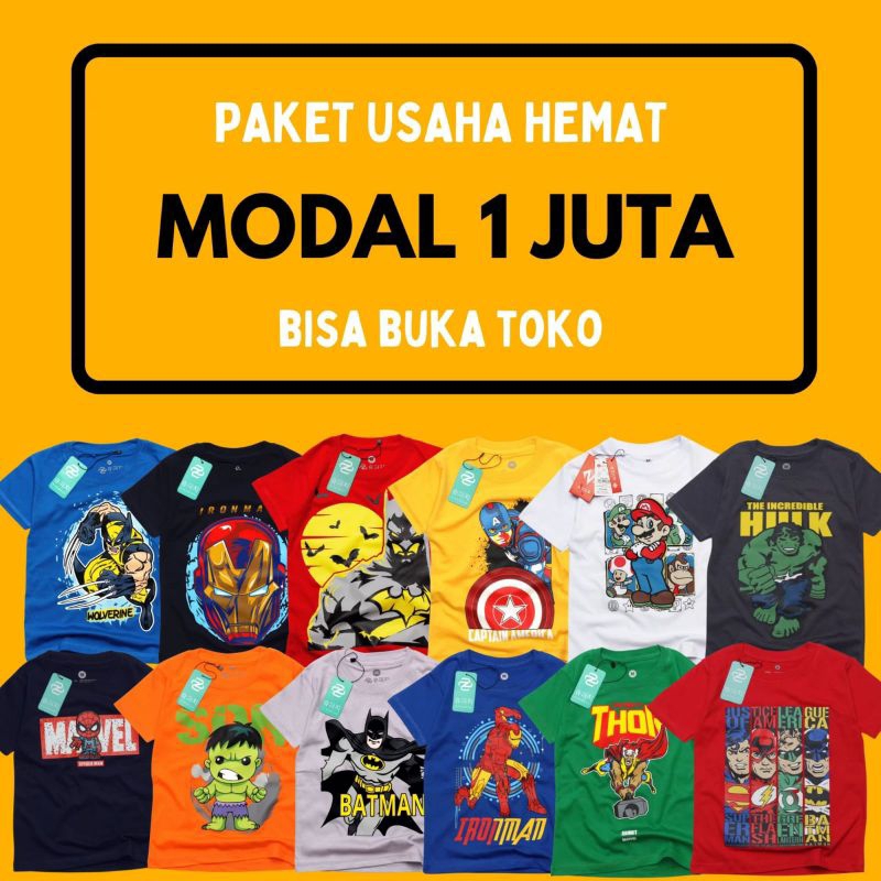 PAKET JUALAN 1 JUTA  46 pcs Kaos anak 1-8 tahun Supplier kaos anak laki laki perempuan Pusat reselle