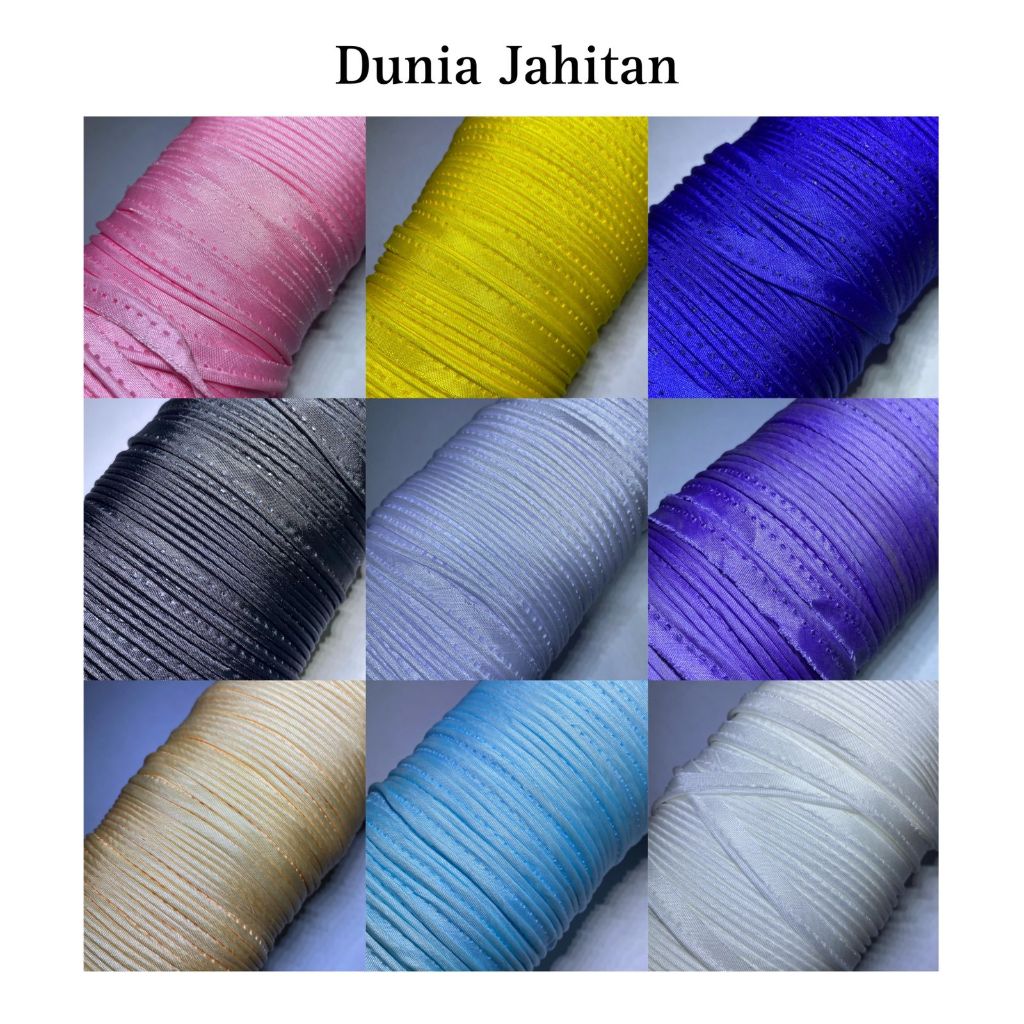 BISBAN BAHAN SATIN ISI 90 YARD PER ROLL BERBAGAI WARNA (8 MM)