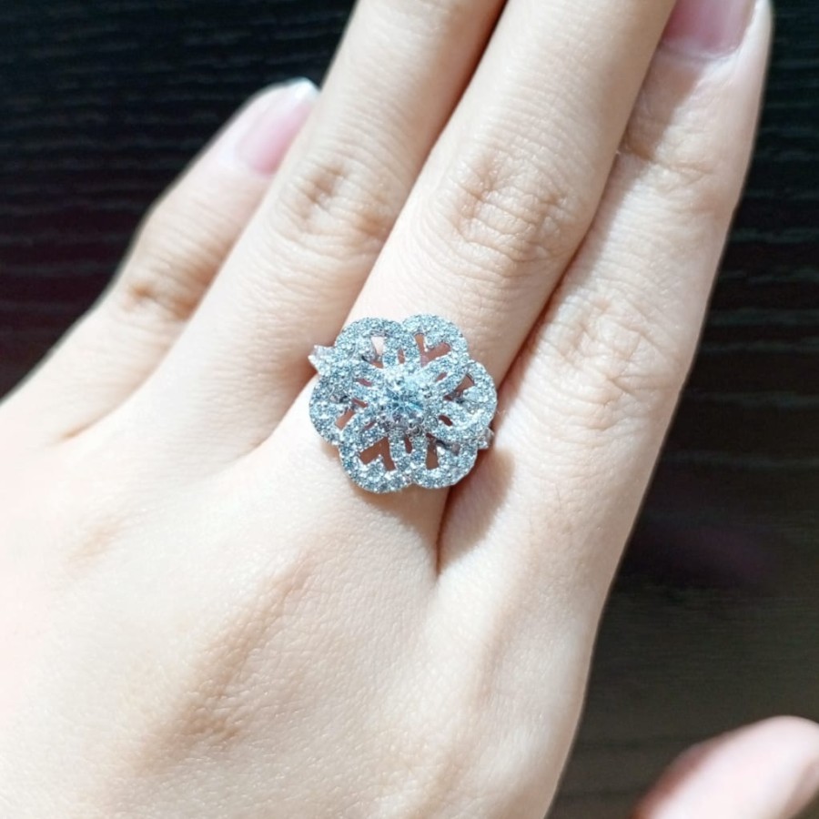 Cincin Emas 17K Kadar 750 75% Fashion Zircon 3.37 Gram Size 12 (CM93)