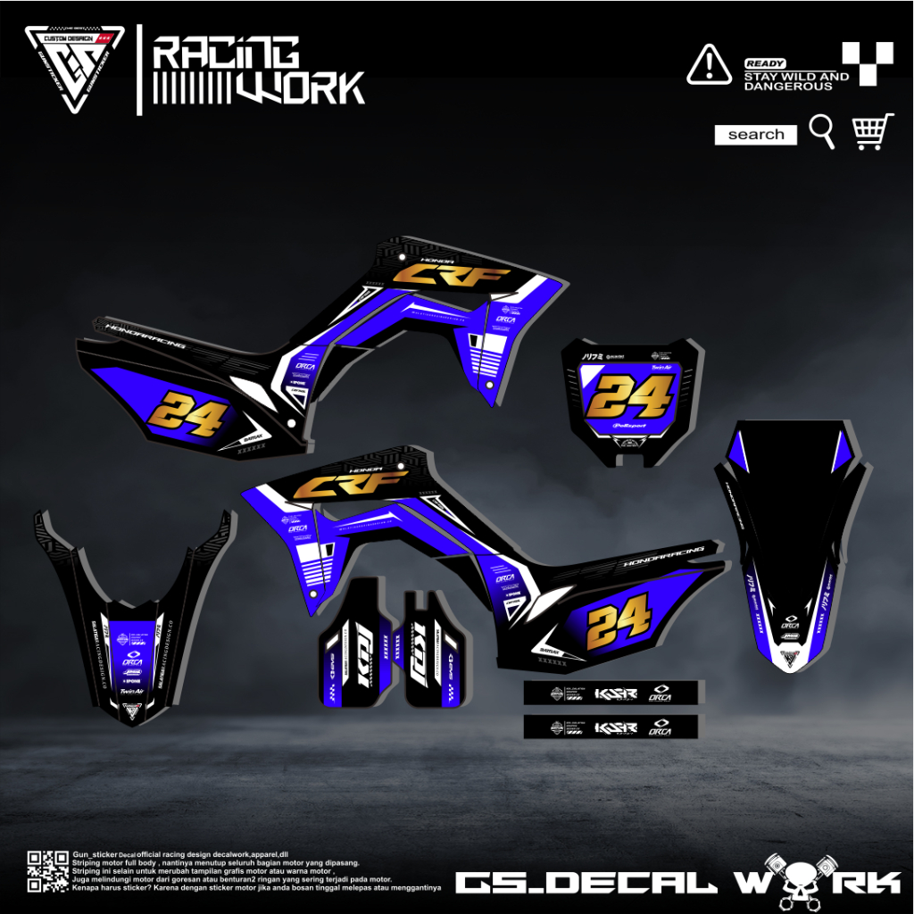 DECAL CRF BIRU DECAL CRF 150L FULL BODY DECAL STIKER MOTOR CROSS