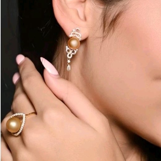 Perhiasan Anting Pesta Mutiara Air Laut ASLI/Grade AAA