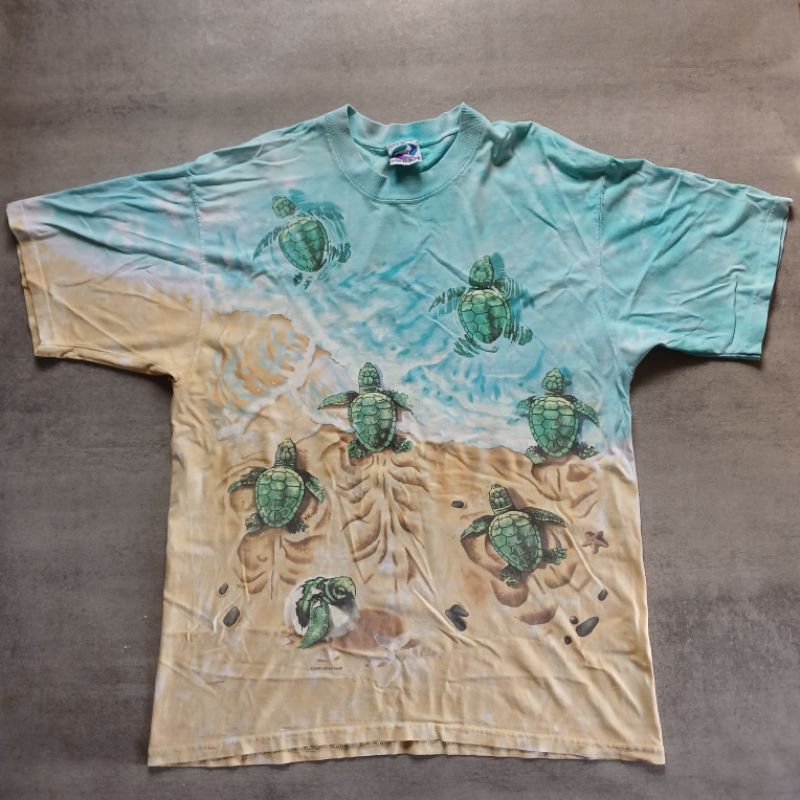 kaos vintage liquid blue turtle island 1996