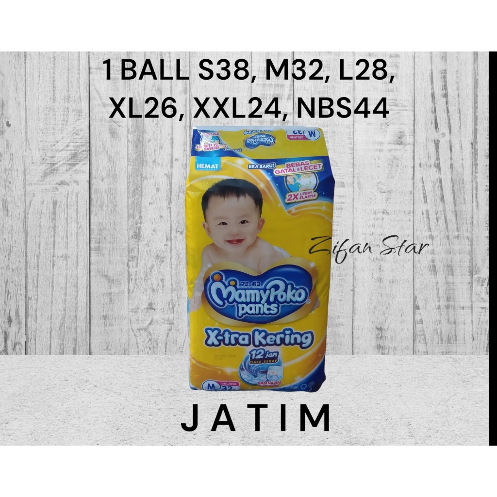 (JATIM) 1 Ball Pampers Mamy Poko pants ukuran S38, M32, L28, XL26, XXL24 dan NBS44