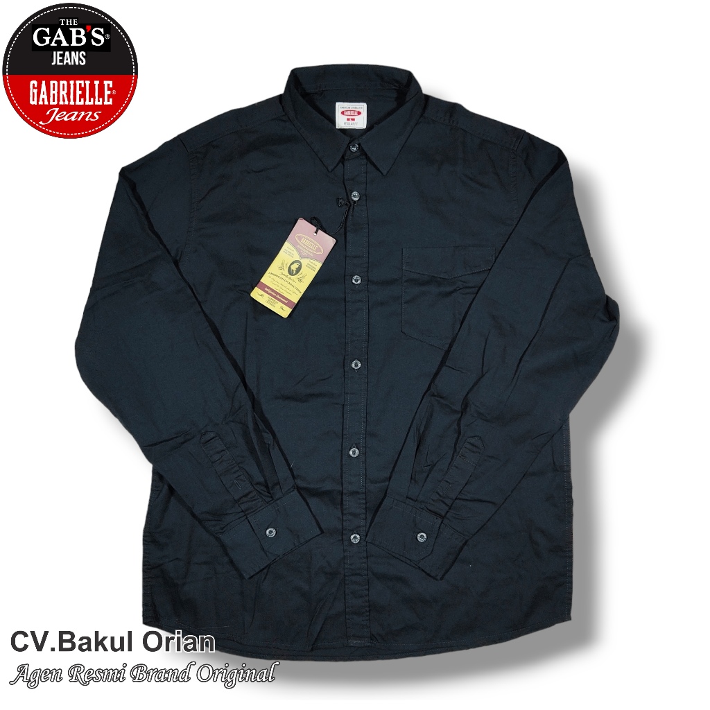 Kemeja Pria Polos Hitam Gabrielle Regular - IB03234RU