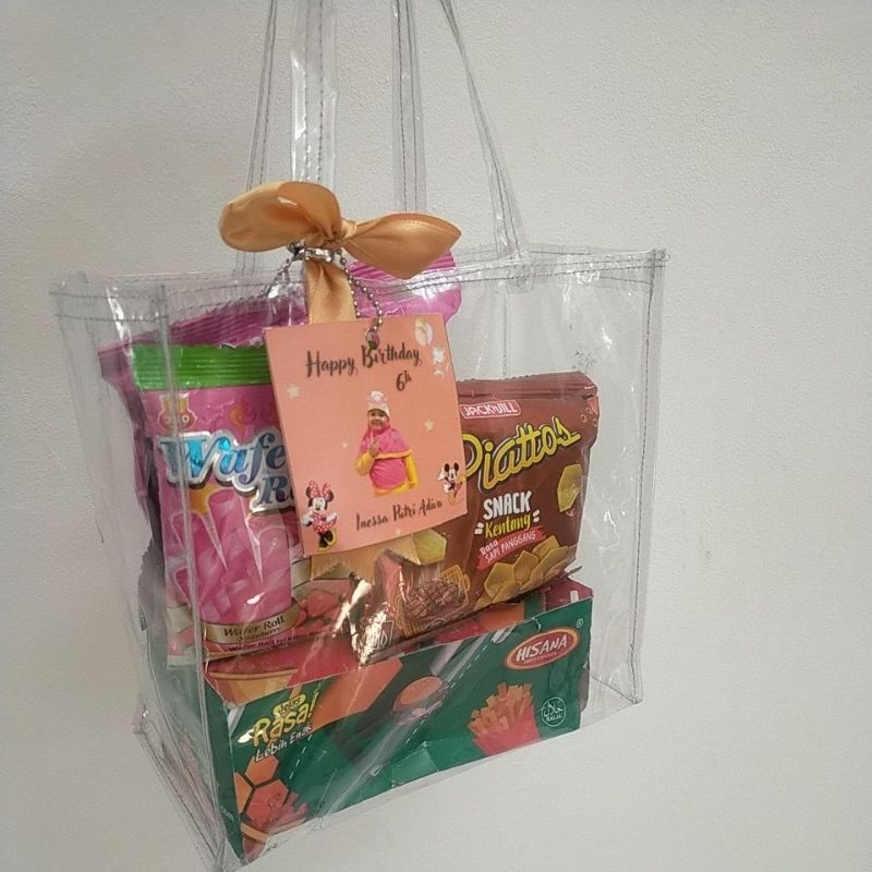 

20x20x10 Tas Mika Transparan Souvenir Tas Ulang Tahun Hampers Ultah Goody bag