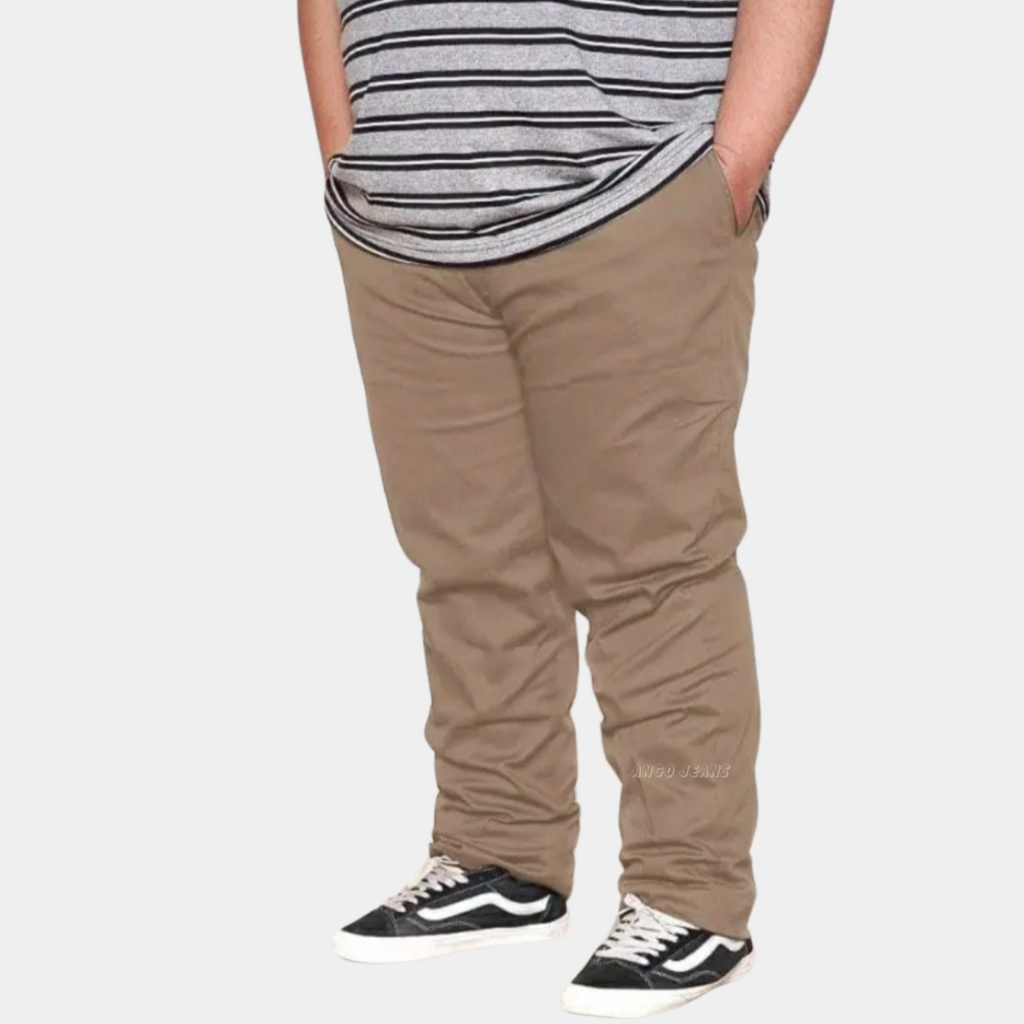 Celana Panjang Pria Big Size Jumbo Bahan Katun Stretch Melar Premium Original Chino Jumbo Pria