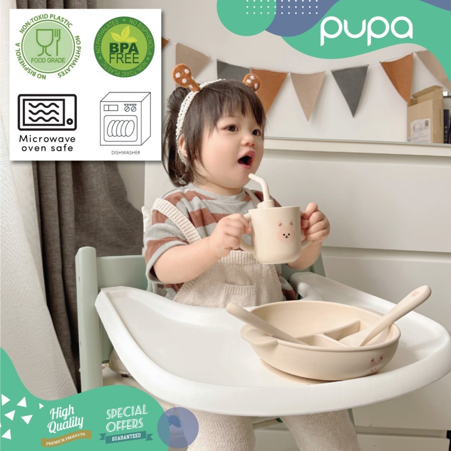 Peralatan Makan Bayi Anak Silikon Alat Makan Mpasi Baby Feeding Set BPA Free Newborn Learning Cup Silicone Feeding Bowl Suction Cup Soft Spoon Baby Dinner Plate Baby Cutlery Set