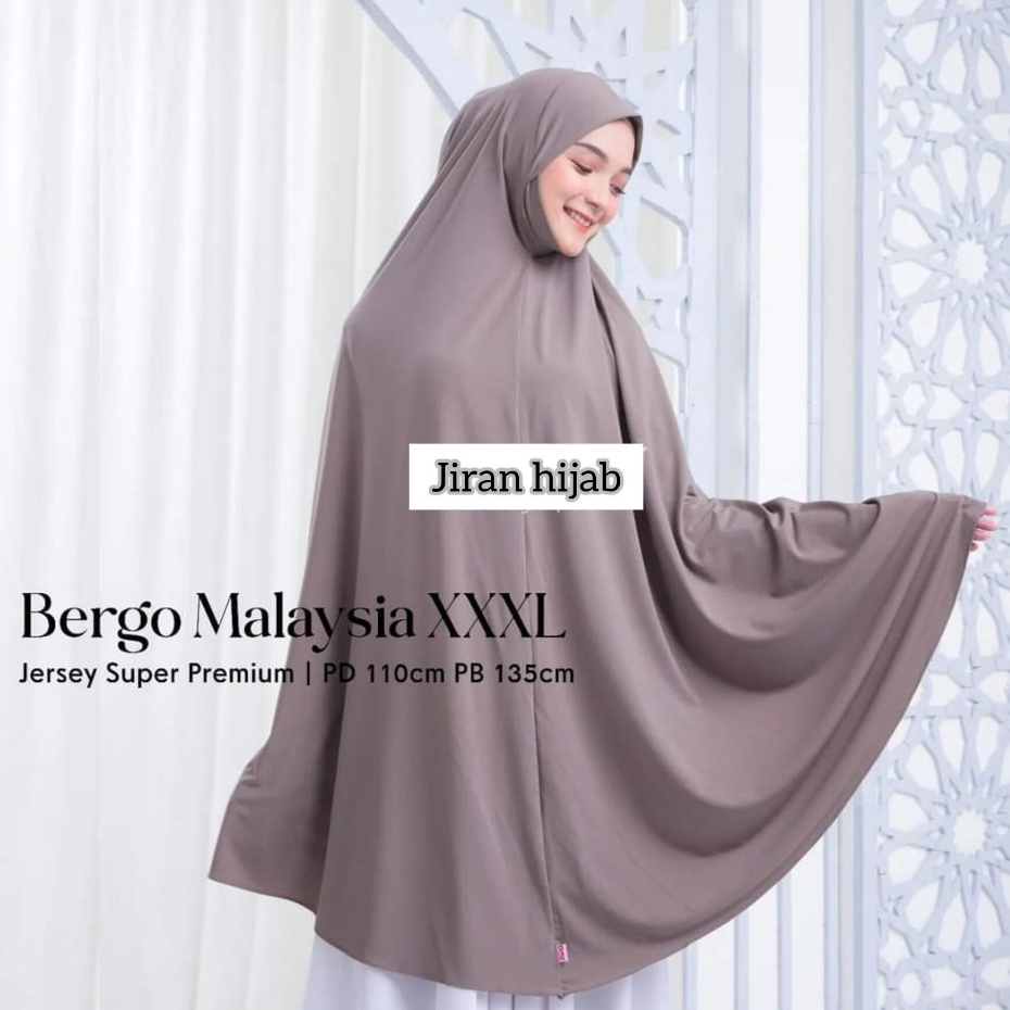 Hijab Dagu Malaysia Super Jumbo Jilbab Instan Bahan Jersey Soft Ped Size XXXXL Mukena