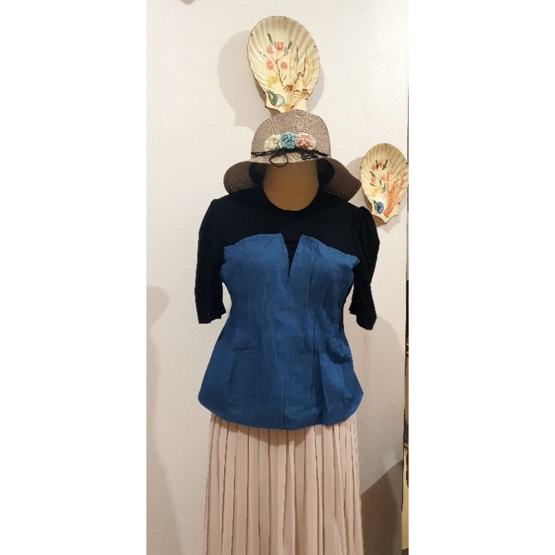 Kaos combi denim wanita kaos cantik kaos denim kaos korea kaos bkk