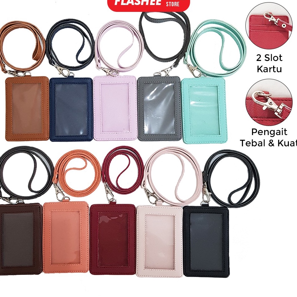 

[☊N23(] Name Tag ID Card Holder Kulit Lanyard Termurah Berkualitas PU Leather Lanyard NameTag ID Card Holder MurMer