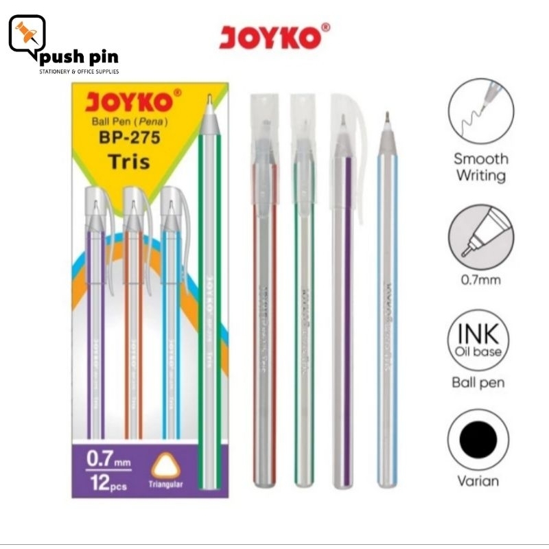 

Joyko Ball Pen Pulpen Pena BP-275 Tris 1 BOX 12 PCS 0.7 mm