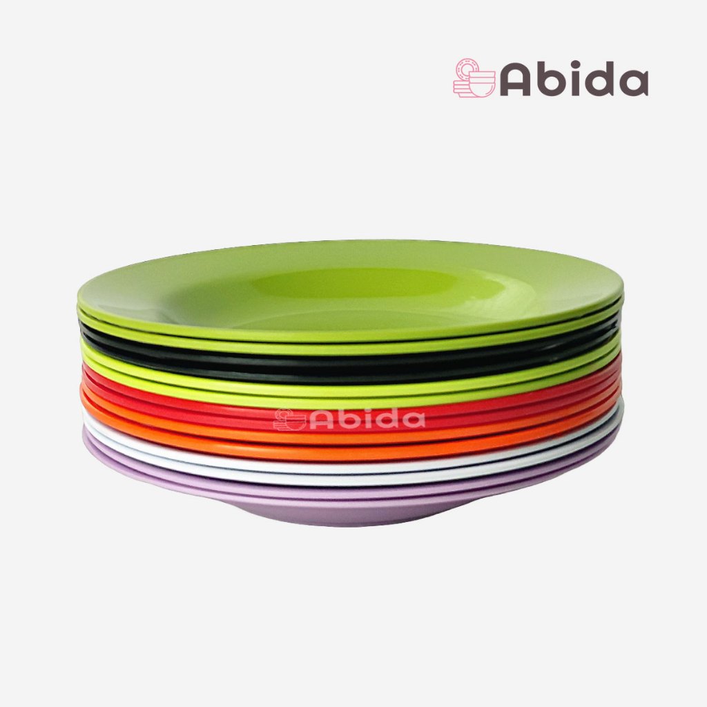 Abida 1 Lusin Piring Makan Melamin 9 Inch - Piring Lusinan - Piring Melamin Lusinan - Piring Makan L