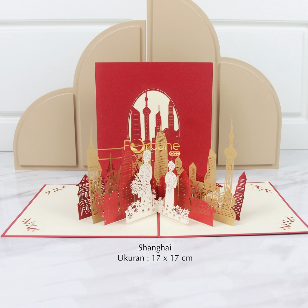Kartu Ucapan 3D 4D Pop Up Imlek Ulang Tahun Wedding Chinese New Year Card Travel China